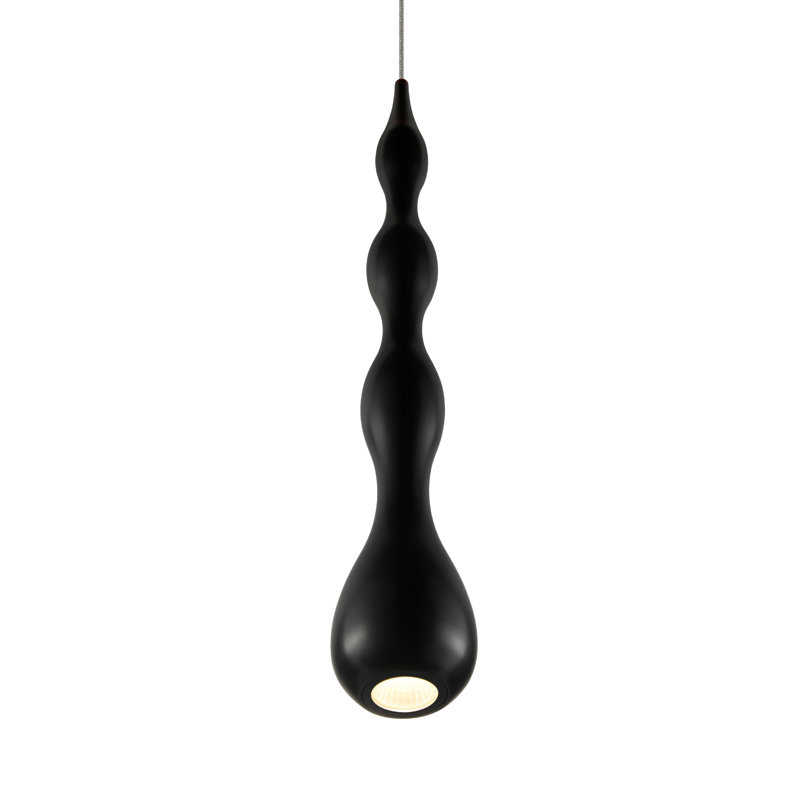 Polaris 1-Light 5" ETL Certified Integrated LED Height Adjustable Cylinder Pendant Bell Light, Black