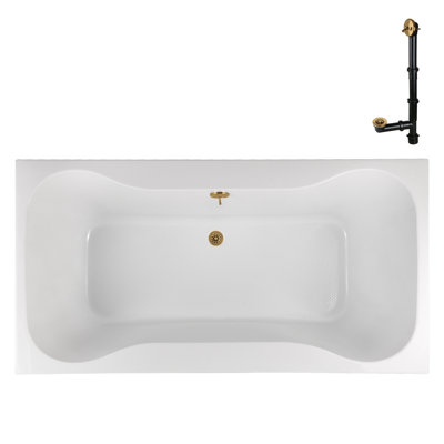 66'' x 34'' Acrylic Soaking Drop-In Bathtub, Drain Included