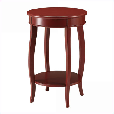 Table basse ronde en bois massif rouge avec tablette inférieure, sophistication intemporelle pour le salon