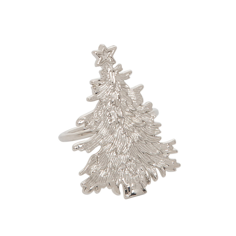Ensemble de 4 serviettes en métal pour arbre de Noël, Argent