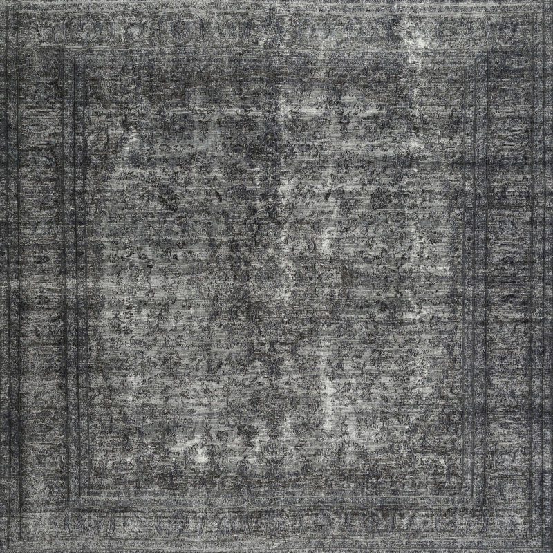 Tapis oriental noir Stennett, Carré 5 pi