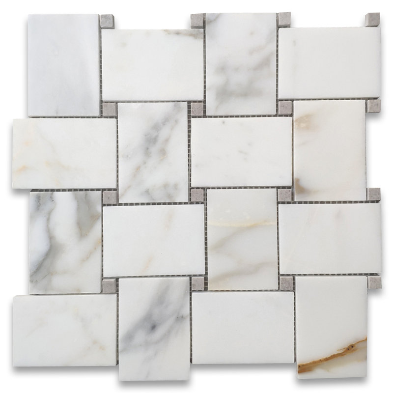 Calacatta 11" x 11" Marble Mosaic Tile, White/Gray