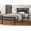Lit plateforme en métal avec tête de lit tapissier, sans cordon requis, moderne, noir, double-27381508-27421600
