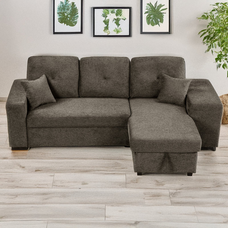 Reversible Sleeper Sectional Convertible Sofa Pull-Out L-Shaped Sofa Bed Corner Sofa-Bed with Storage Chaise Left/Right Hande