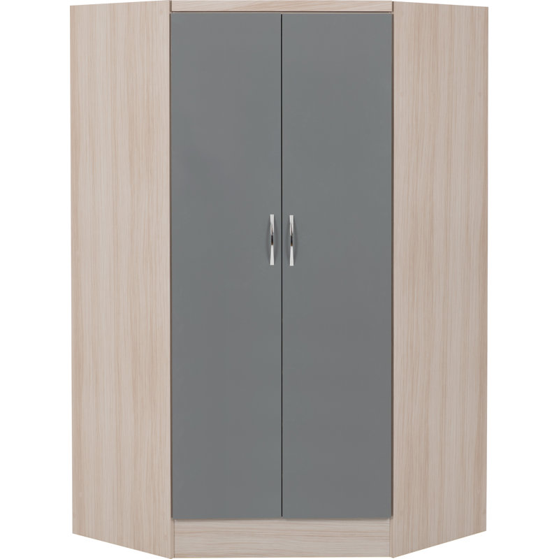 Cascio 2 Door Corner Wardrobe, Gray/Brown