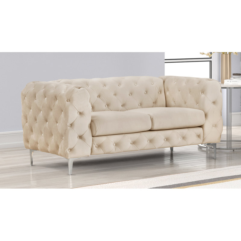 Graford 63'' Velvet Loveseat, Beige