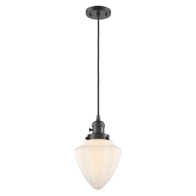 Franklin Restoration - Bullet - 1 Light 7" Cord Hung Mini Pendant - On-Off Turn Switch - Bulb Not Included 