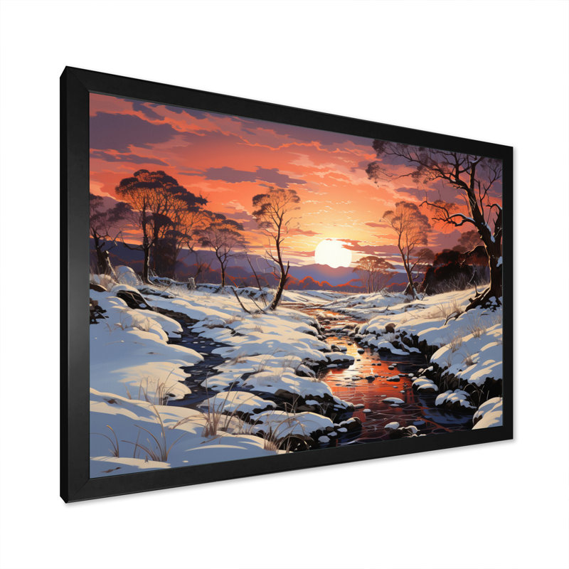 «Winter Winter Dusk», impression d'art sur toile, Cadre simple noir, H 30 po x l 40 po x P 1,5 po