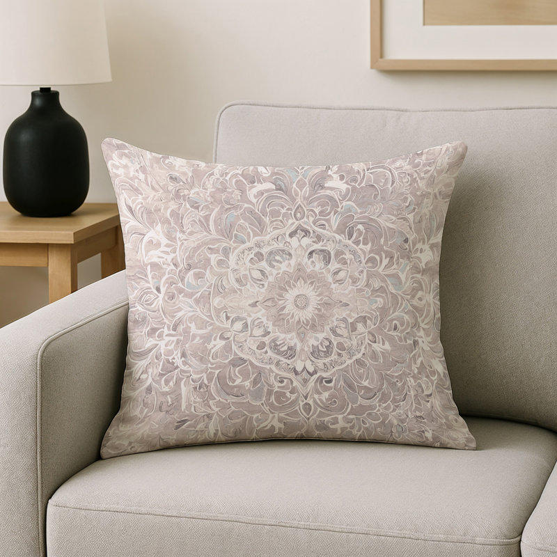 Coussin décoratif intérieur / extérieur gris Modern Modern, Carré 16 po, Gris oriental 1