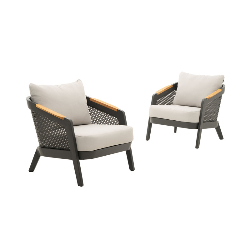 2 Pieces Patio Sectional Aluminum Sofa Set Outdoor Furniture Sets with Thick Cushions, Grey