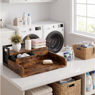Comptoir de laveuse-sécheuse à 2 niveaux avec tablette et 2 tiroirs pour comptoir à linge