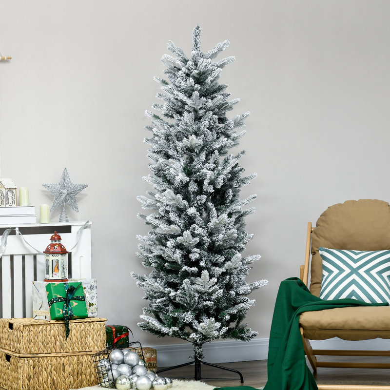 Élégance de Noël floquée de 6 pi, sophistication 477 branches, ouverture automatique, base en acier, grande fascination, branches,