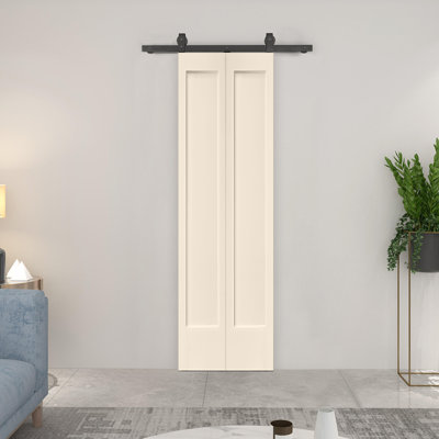Paneled MDF Composite Bifold Barn Door with Installation Hardware Kit