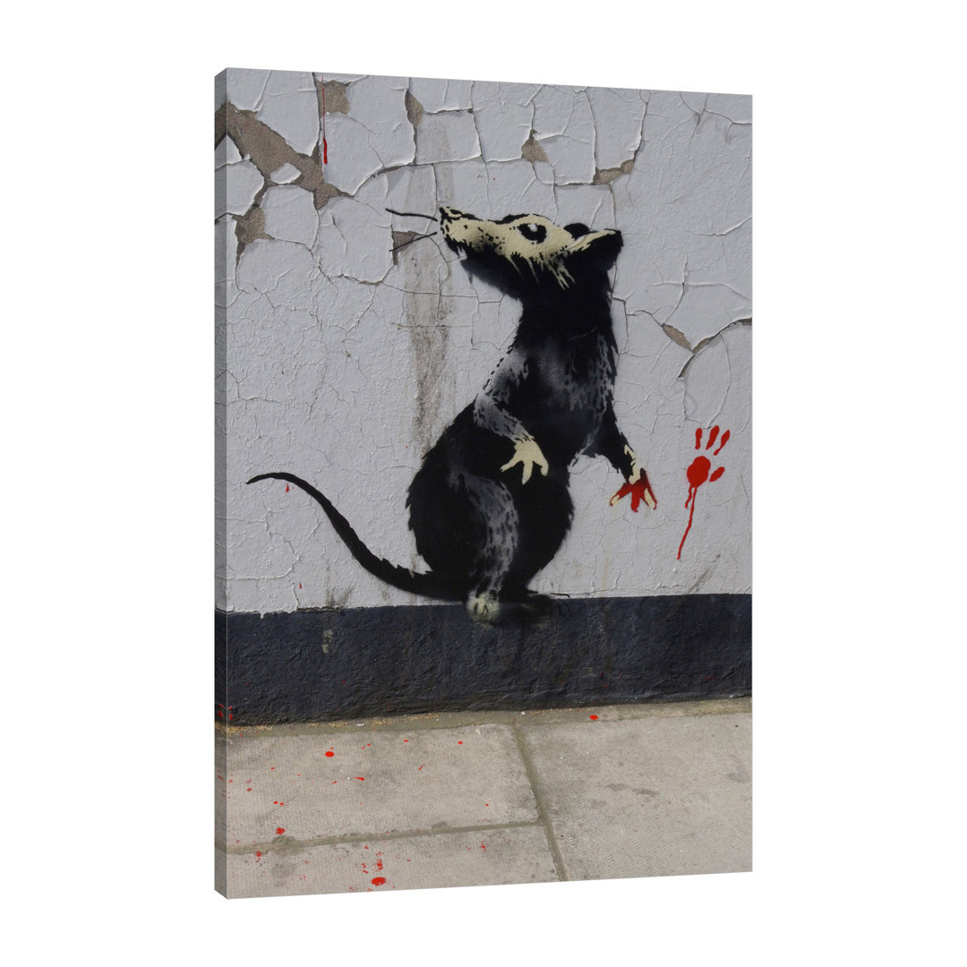 Rat by Banksy - Wrapped Canvas Print