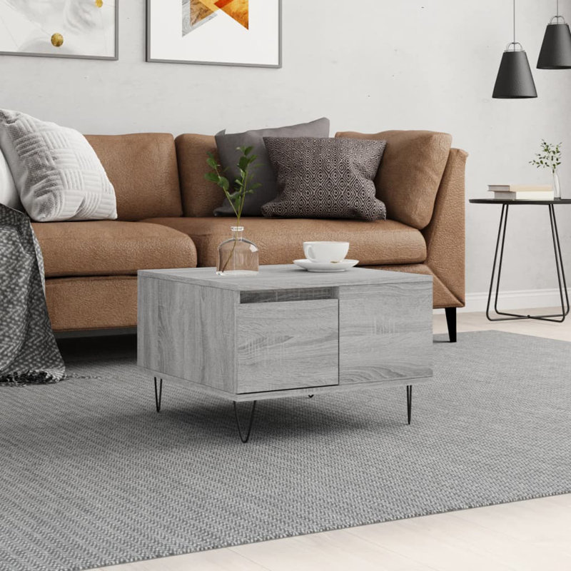 McBrine Four Leg Coffee Table with Storage, Grey Sonoma