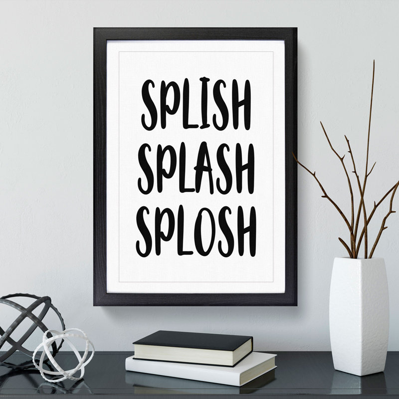 Splish Splash Splosh - Single Picture Frame Print on MDF, 90cm H x 65cm W x 2cm D, Black Framed
