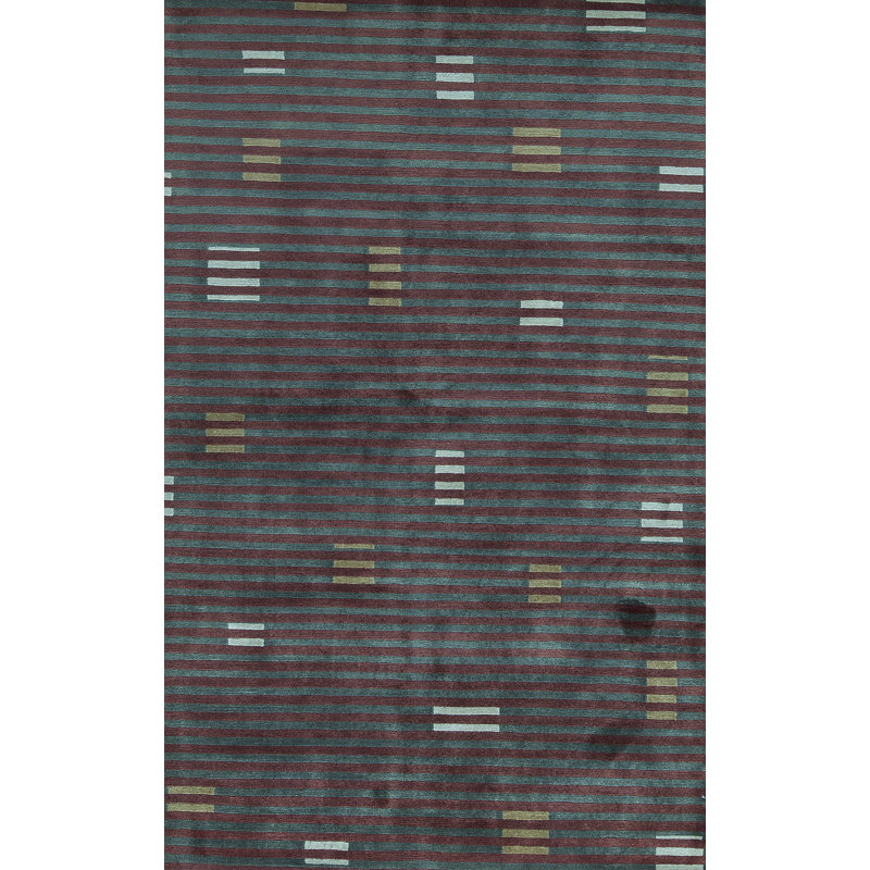 Hand-Knotted High-Quality Green and Brown Area Rug
