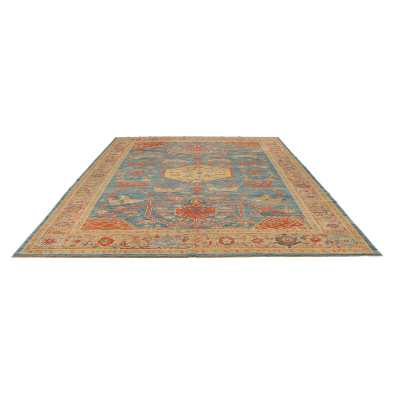 Tapis turc bleu et chameau 9 x 12