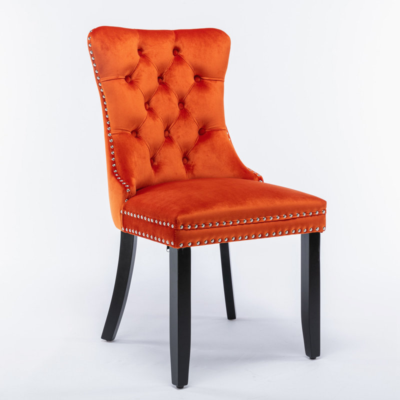 2 Pcs High-End Tufted Solid Wood Contemporary Velvet Upholstered Dining Chair With Wood Legs Nailhead Trim,Upholstered dining room chair,dinning chair,kitchen chair