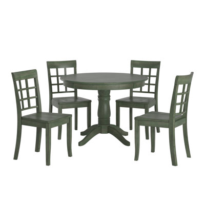 Alexa-Mae 4-Person Solid Wood Pedestal Dining Set