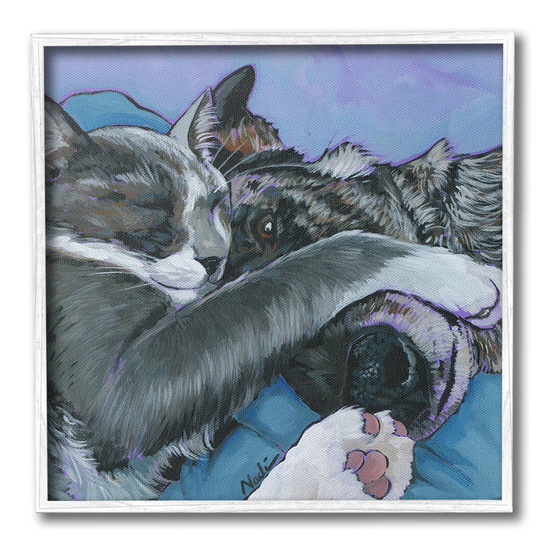«Cat and Dog Sleeping» par Nadi Spencer sur toile, Estampe numérique Farmhouse, H 17 po x l 17 po