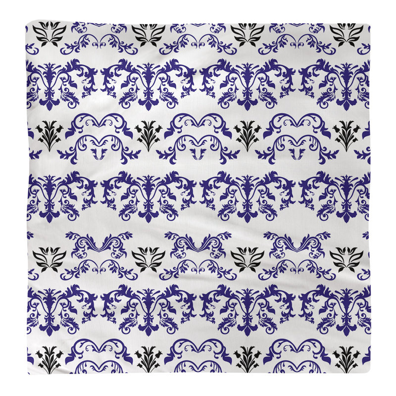 Damask Square Napkin, Purple/White/Black, Polyester, 10" W x 10" L