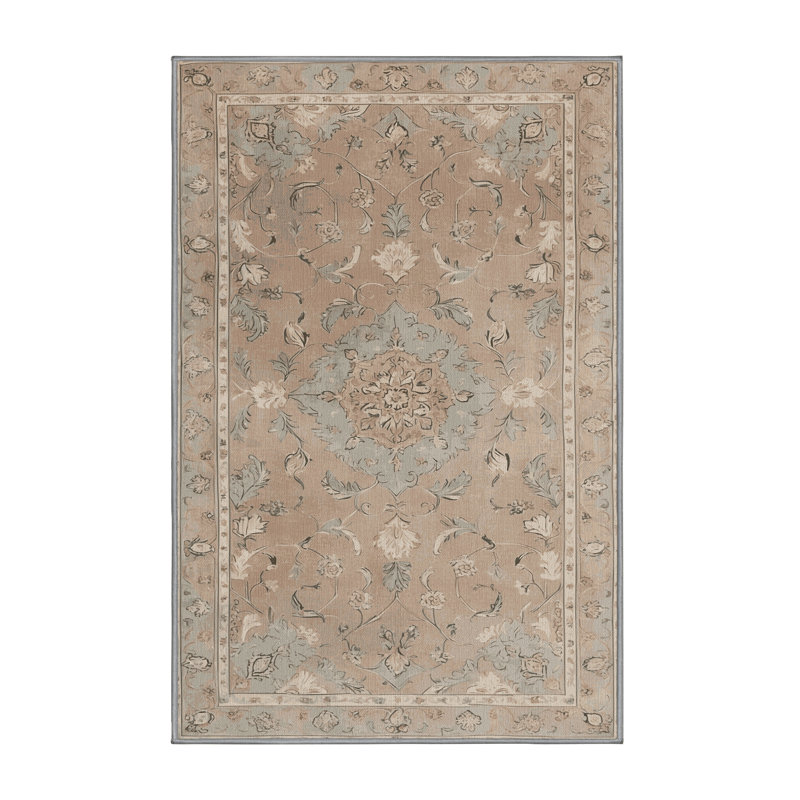 Machine Washable Tabriz Gray Area Rug, Rectangle 3' x 5'