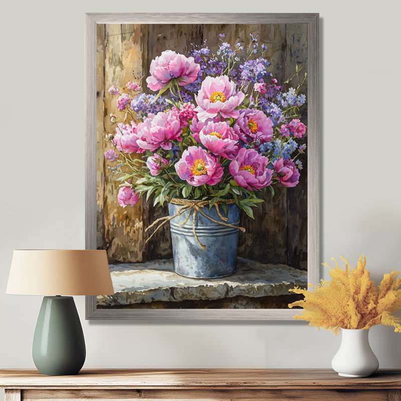 Abell - reproduction d'art sur toile florale, H 44 po x l 34 po, Picture Frame Print, Argent argent