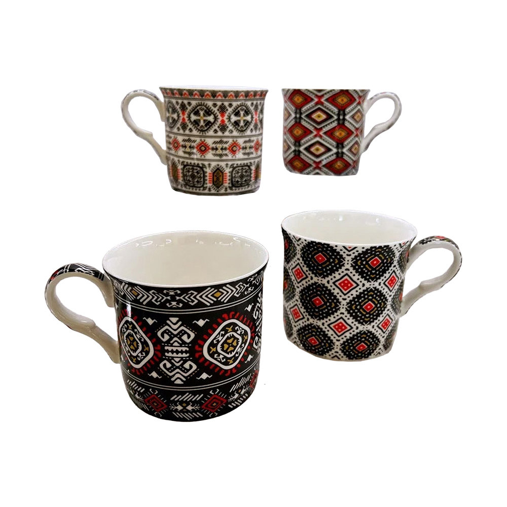 AZTEC Fine Bone China Set Of 4 Cups