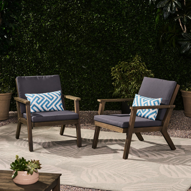 Club Chair - Dark Grey Outdoor Lounging Seat Of Wood, 26.45In Depth, 32.5In Width, 30.55In Height, 22.34Lb Chair Club Style With 30.55 In. Tall, 32.5 Wide, 26.45 Deep, 22.34 Lb