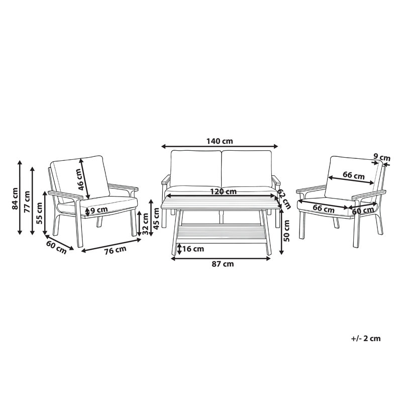 Garden Lounge Set with Table 4 Seater ORERO Taupe