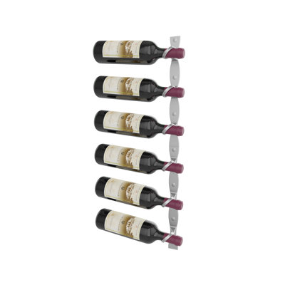 Ensemble de porte-bouteilles hélicoïdaux muraux en métal gris froid 6 bouteilles Lleucu - 30 po, orienté vers la gauche