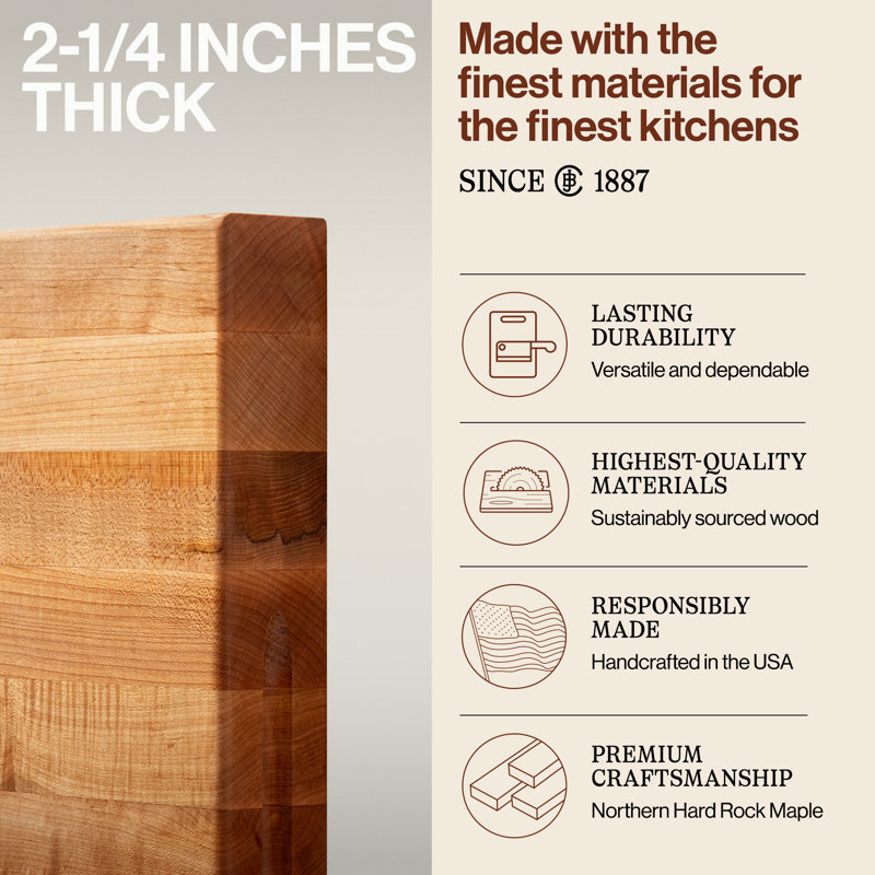 John Boos Maple Wood Edge Grain Reversible Cutting Board, 24" L x 18" W 2.25"D, Maple