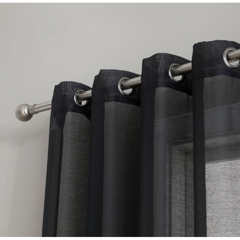 Carmille Semi-Sheer Grommet Curtain Panels, 54" W x 84" L, Black