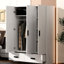Garde-robe de chambre à coucher blanche avec tringle suspendue - garde-robe à 3 portes fonctionnelle pour une utilisation quotidienne