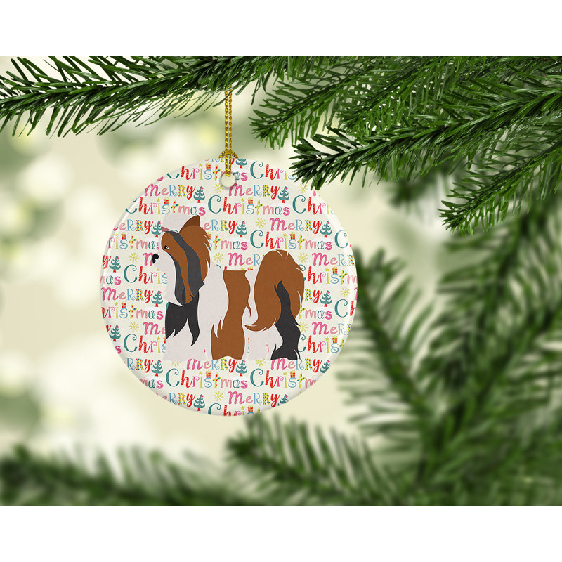 Ornement suspendu Biewer Terrier Merry Christmas