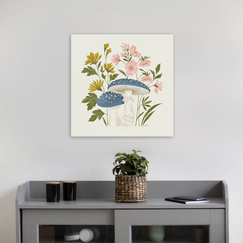 Champignons dans la prairie, art floral fantaisiste, H 18 po x l 18 po