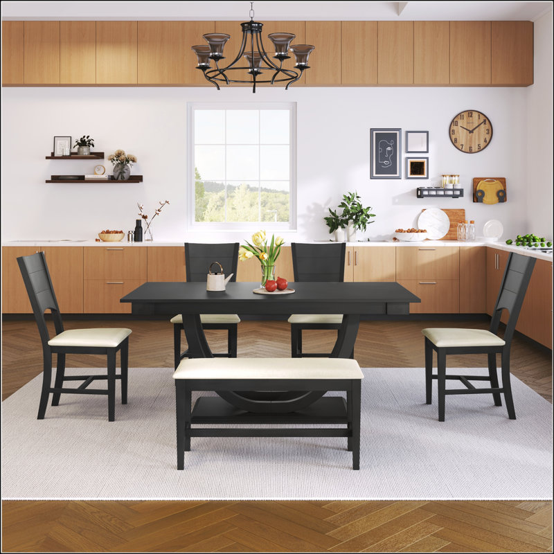Ensemble de salle à manger 6 pièces Modern Modern, Gris / ne s'applique pas, Gray, Gris