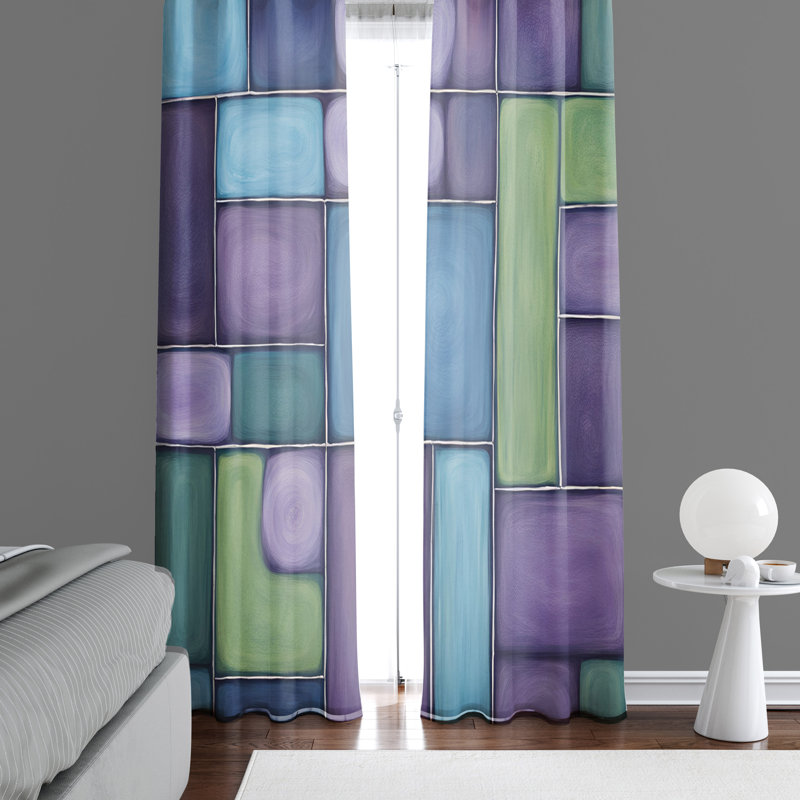 Paire de rideaux semi-transparents en polyester Ederson, L 40 po x L 61 po