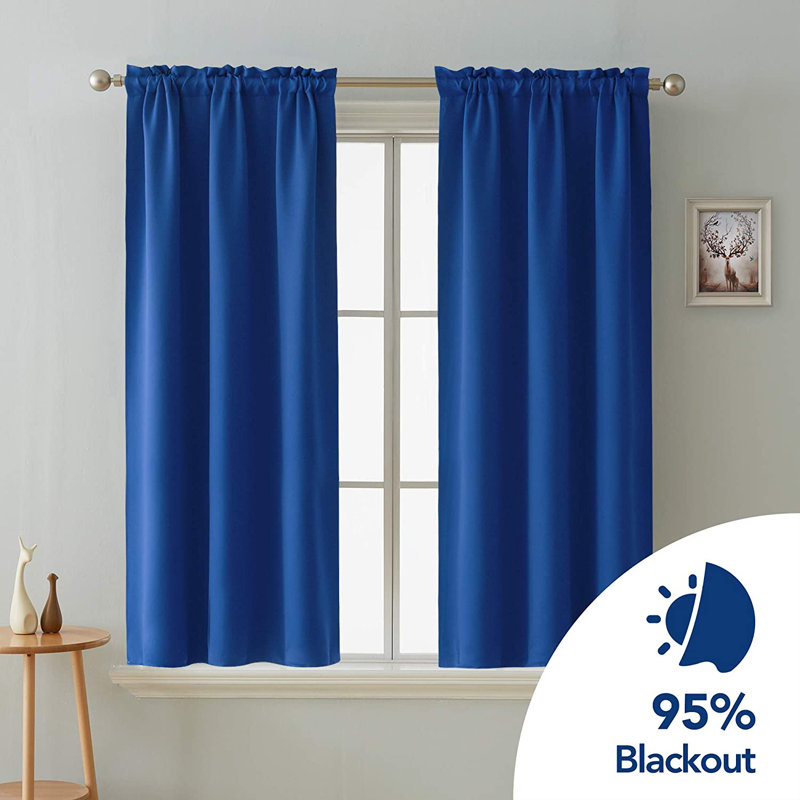 Harlowe Room Darkening Curtain Pair, 38" W x 54" L, Turquoise
