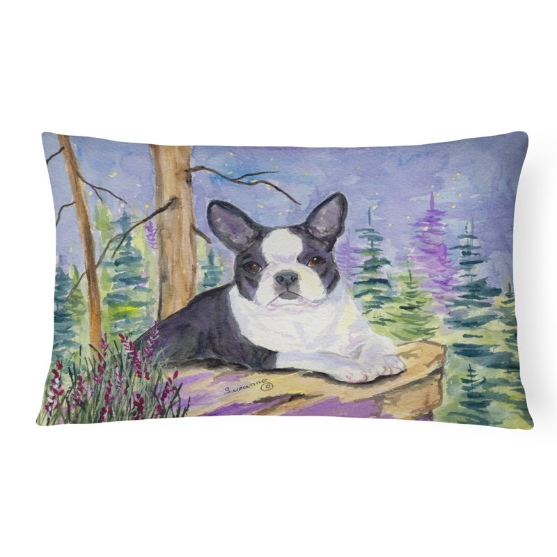 Boston Terrier Outdoor Reversible Throw Pillow