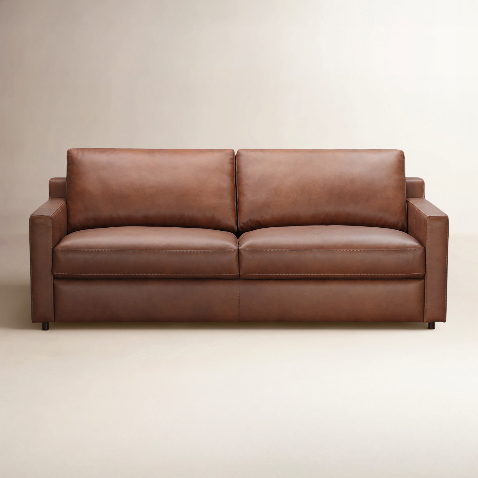 84" Genuine Leather Sofa, Vintage Brown Top Grain Genuine Leather