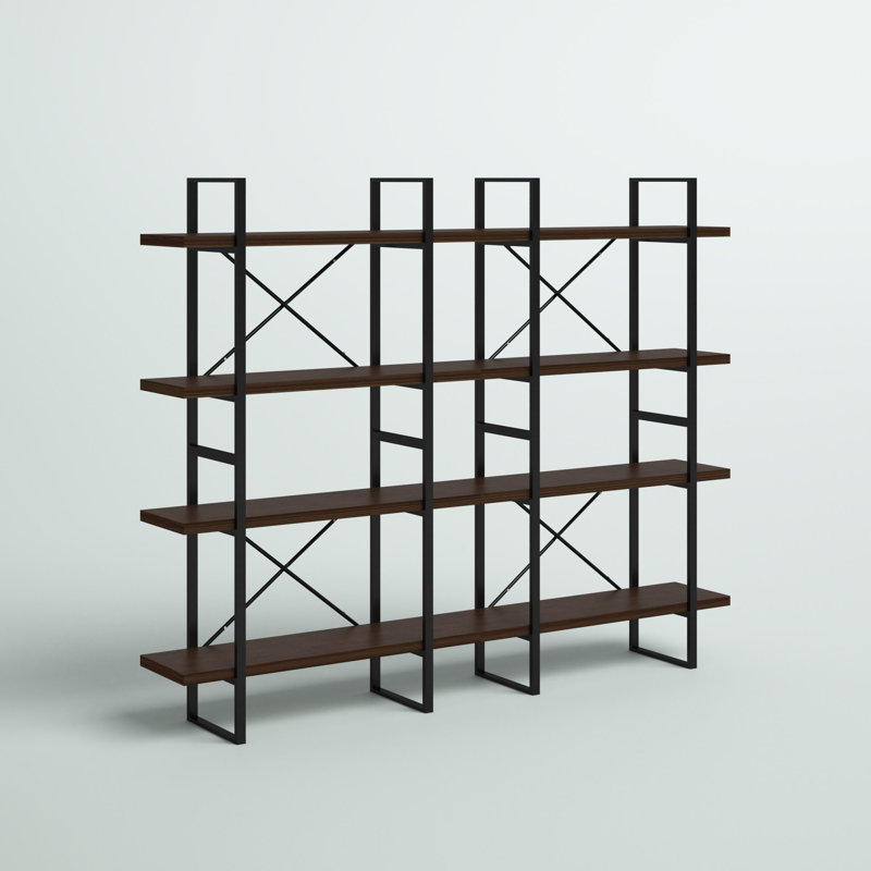 Kaecyn Metal Etagere Bookcase, Brown/Black, 56.69" H x 70.86" W x 11.34" D