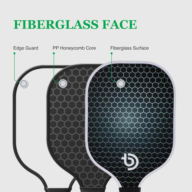 Ensemble de raquettes de pickleball en fibre de verre - Palettes de pickleball approuvées USAPA pour débutants et adultes