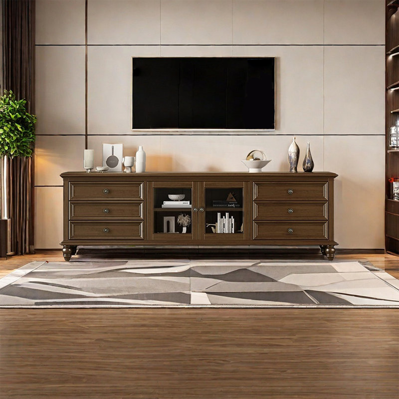 Meuble télé de style américain rétro, 86.61", Brun