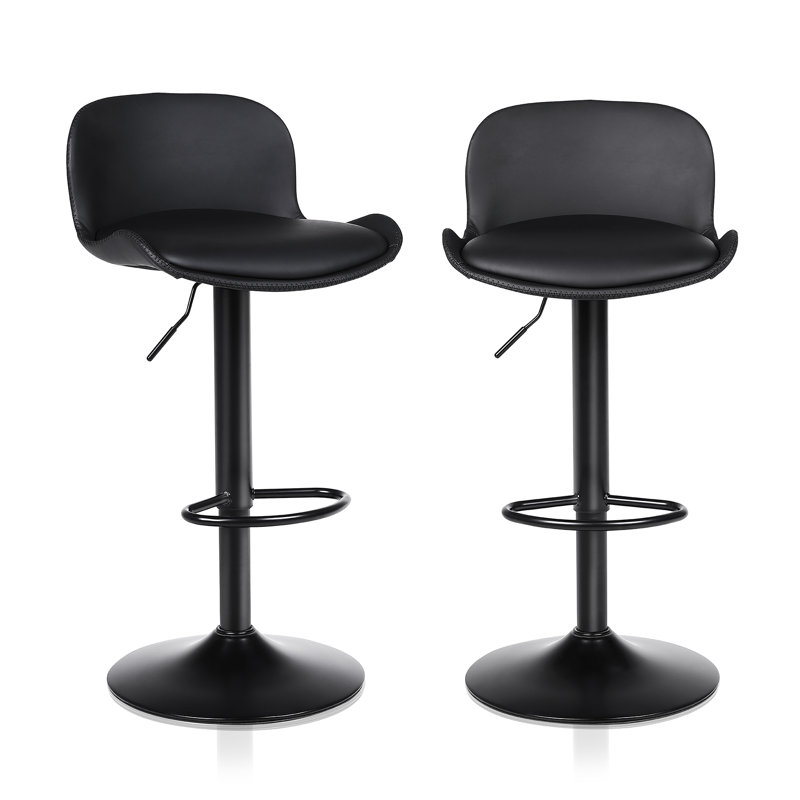 Ensemble de 2 tabourets de bar Classic Classic - tissu pivotant et réglable en hauteur, résistant aux rayures, pour la cuisine et le salon, noir