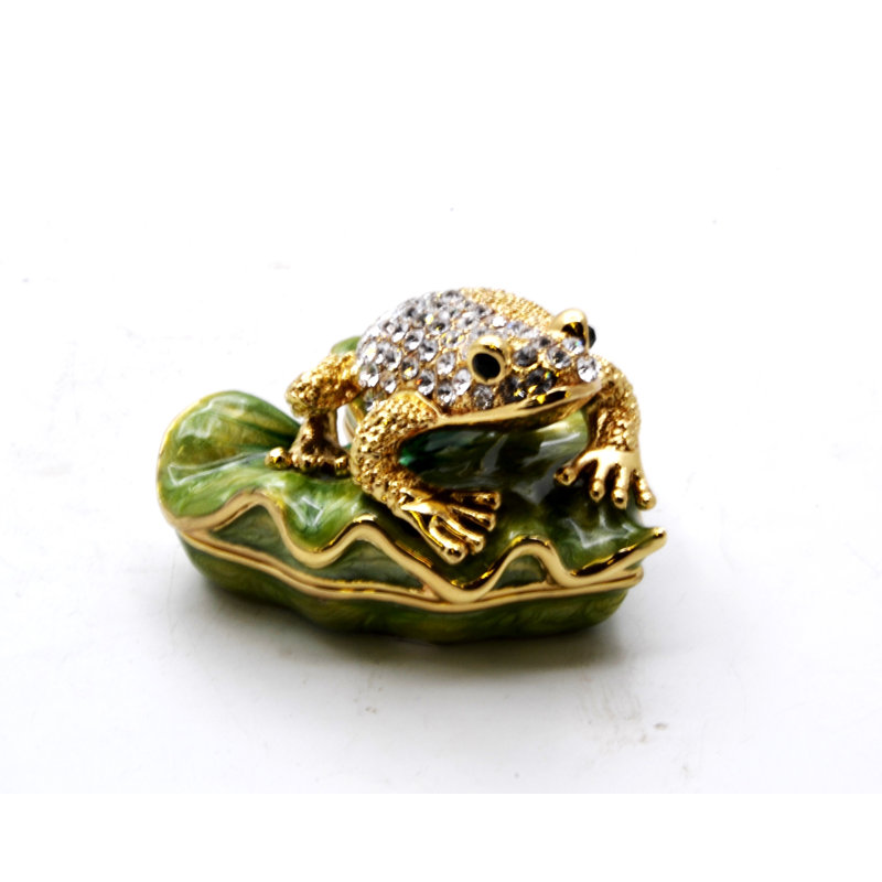 Cristaux autrichiens beiges avec grenouille sur lis