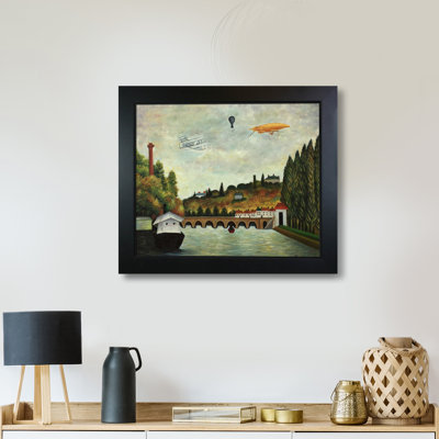 «View of the Bridge in Sevres and the Hills of Clam» par Henri Rousseau - Reproduction d'art sur toile encadrée