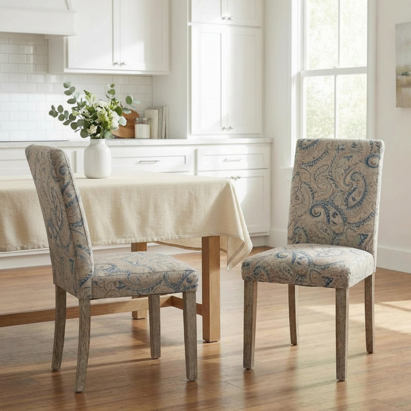 Chaise d'appoint rembourrée en tissu , Motif cachemire, 2 Pieces