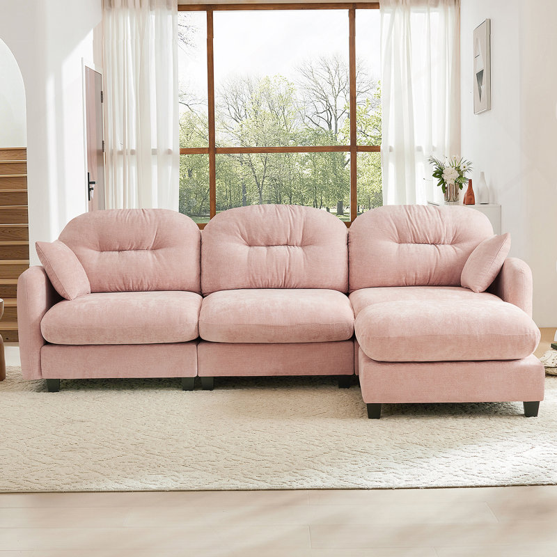 Canapé modulaire en L modulaire avec repose-pieds, tissu chenille de qualité supérieure, dossier capitonné, conception ergonomique pour une installation facile dans divers espaces